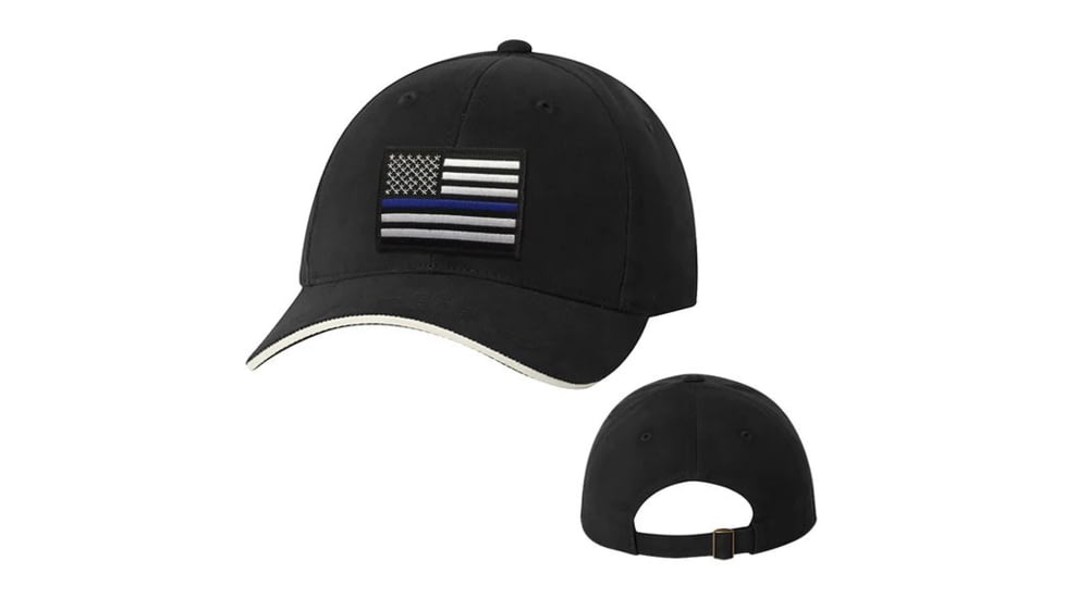 Thin Blue Line Slide Buckle Hat - Flag, Black, Adjustable, Thin Blue Line - SLIDE-TBL-BLACK