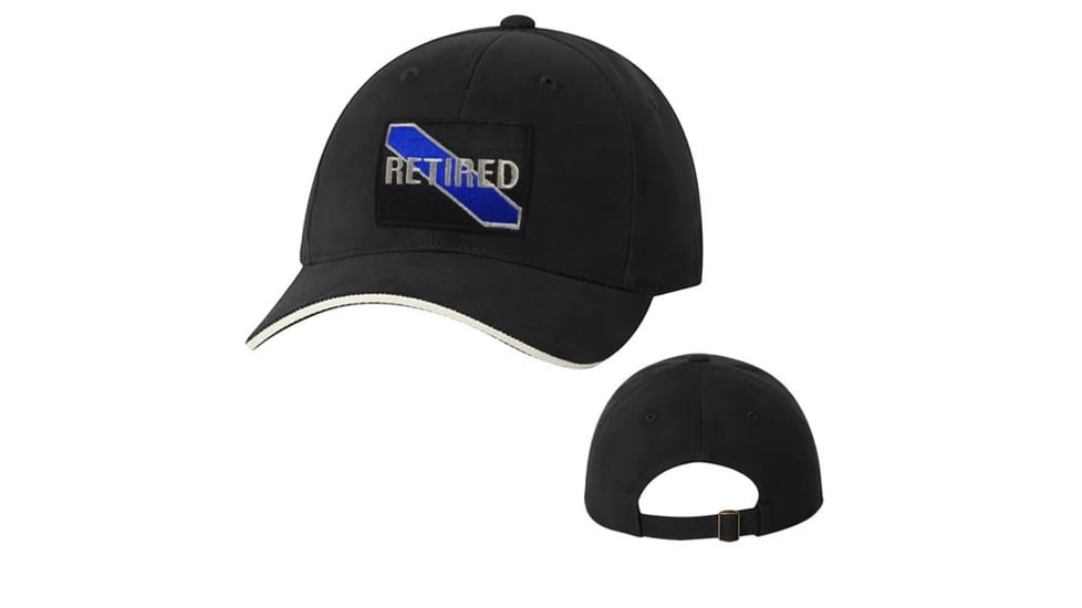 Thin Blue Line Slide Buckle Hat - Retired , Black, Adjustable, Thin Blue Line - SLIDE-RET-BLACK