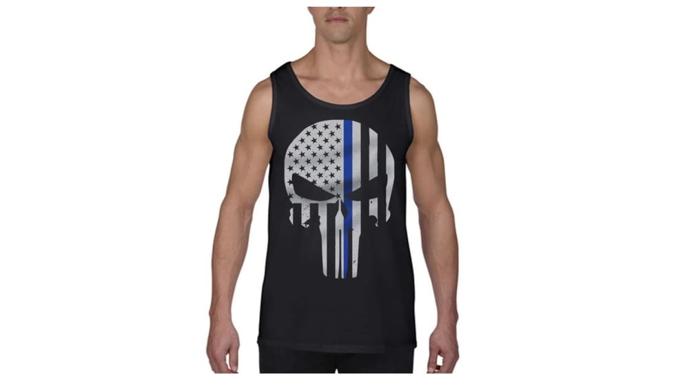 Thin Blue Line Tank - Skull , Black - BLPUN-TANK-BLACK-XXXXL
