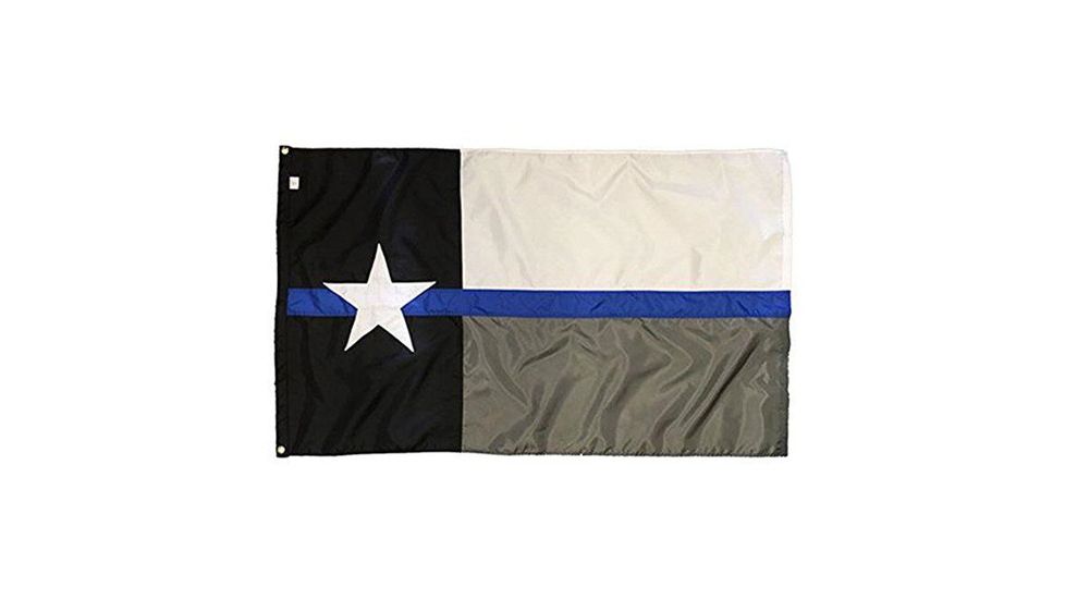 Thin Blue Line Texas American Flag, Embroidered &amp; Sewn, Solarmax, 3 X 5 Ft, Thin Blue Line - TEX-MIA-TBL-3X5