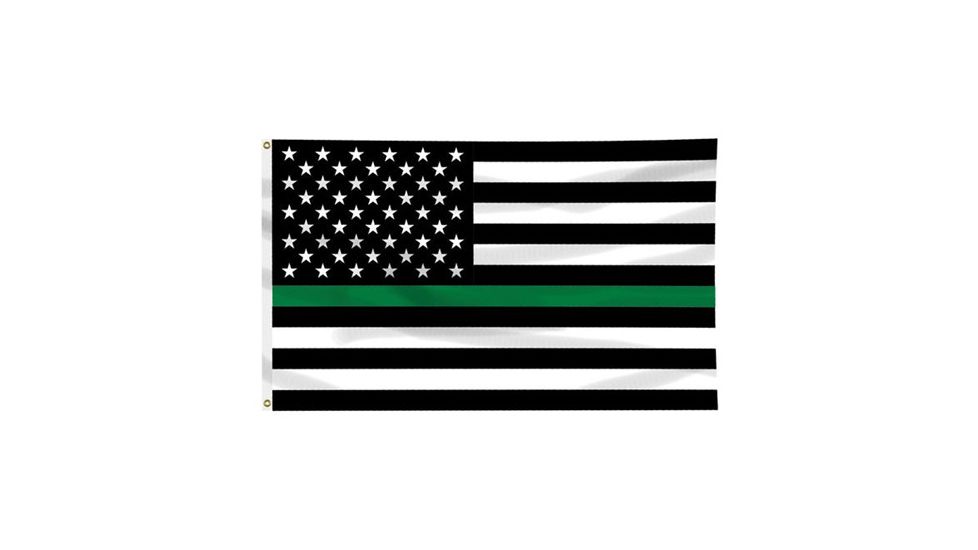 Thin Blue Line Thin Green Line American Flag, 3 X 5 Ft - GREEN-AMERICAN-3X5