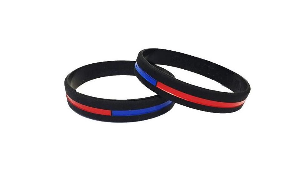 Thin Blue Line Thin Red And Blue Line Dual Bracelet, 8 Inch, Thin Red Line - TRBL-DUAL-BR