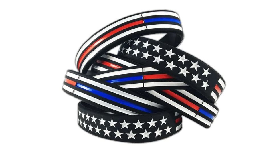 Thin Blue Line Thin Red/blue Line American Flag Bracelet, Thin Red Line - TRBL-AM-BR-7
