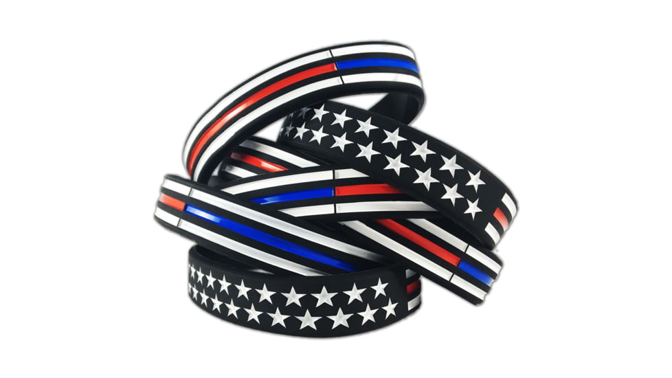 Thin Blue Line Thin Red/blue Line American Flag Bracelet, Thin Red Line - TRBL-AM-BR-8