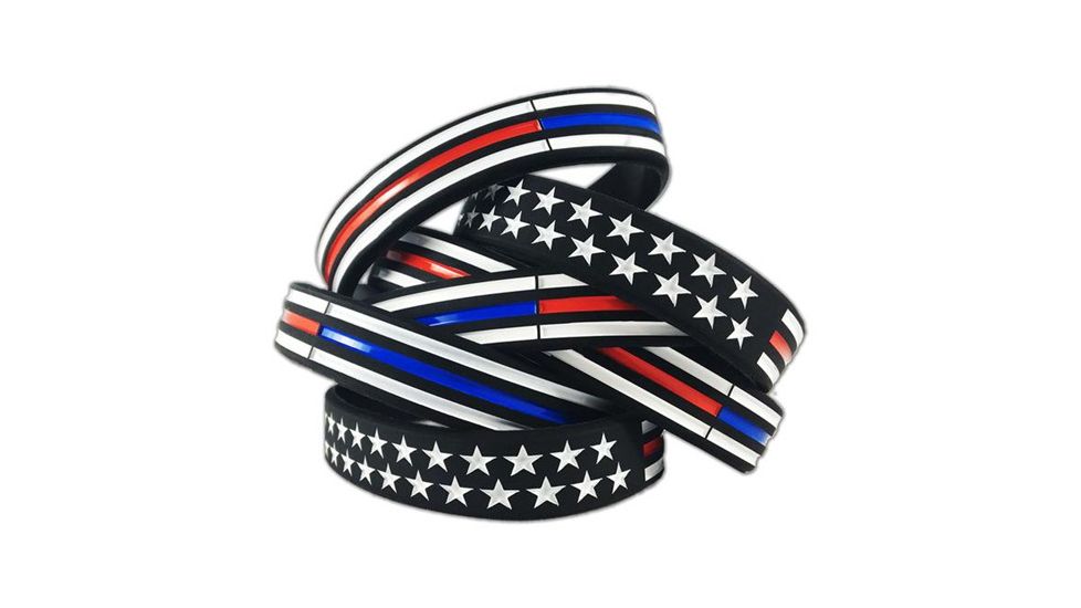 Thin Blue Line Thin Red/blue Line American Flag Bracelet, Thin Red Line - TRBL-AM-BR-9
