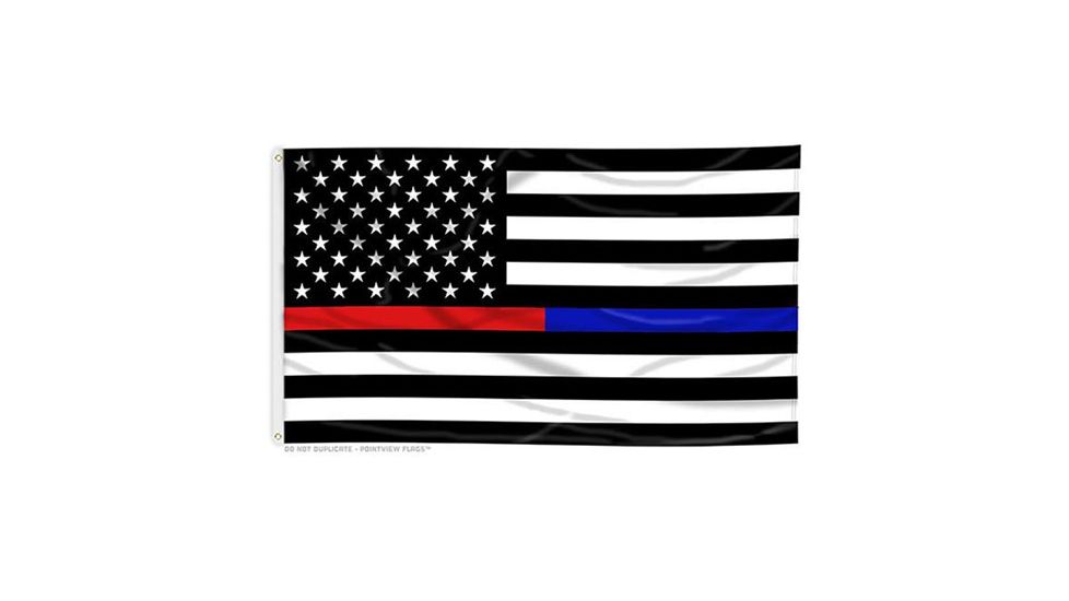 Thin Blue Line Thin Red Line &amp; Dual American Flag, 3 X 5 Ft - BLUE-RED-AMERICAN-3X5