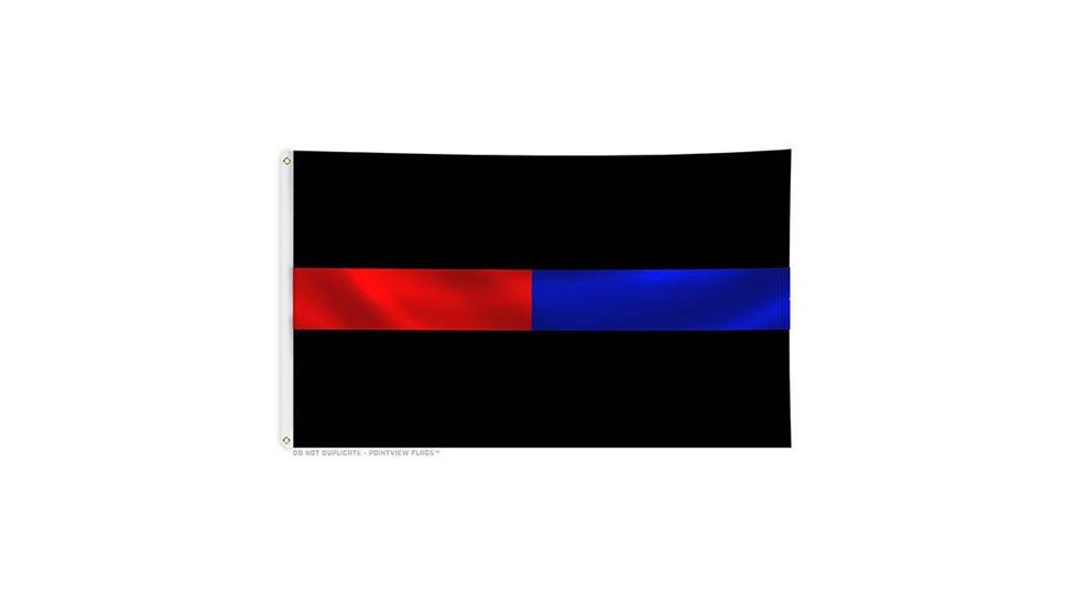 Thin Blue Line Thin Red Line/ Dual Flag, 3 X 5 Ft - BLUE-RED-BLACK-3X5