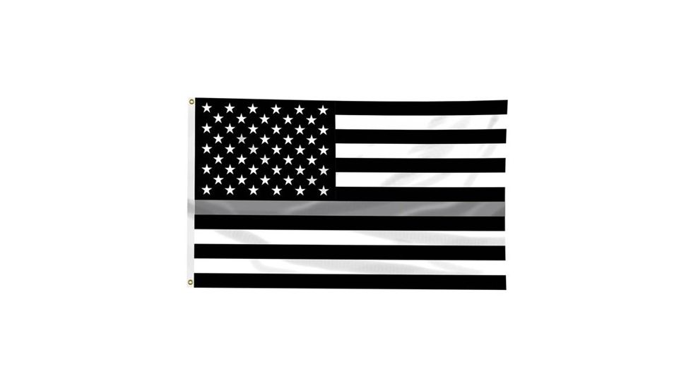 Thin Blue Line Thin Silver Line American Flag, 3 X 5 Ft - SILVER-AMERICAN-3X5