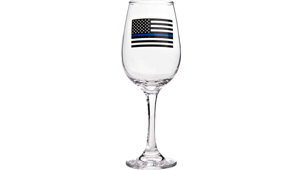 Thin Blue Line Flag Wine Glass, 12oz, WINE-TBL-12OZ