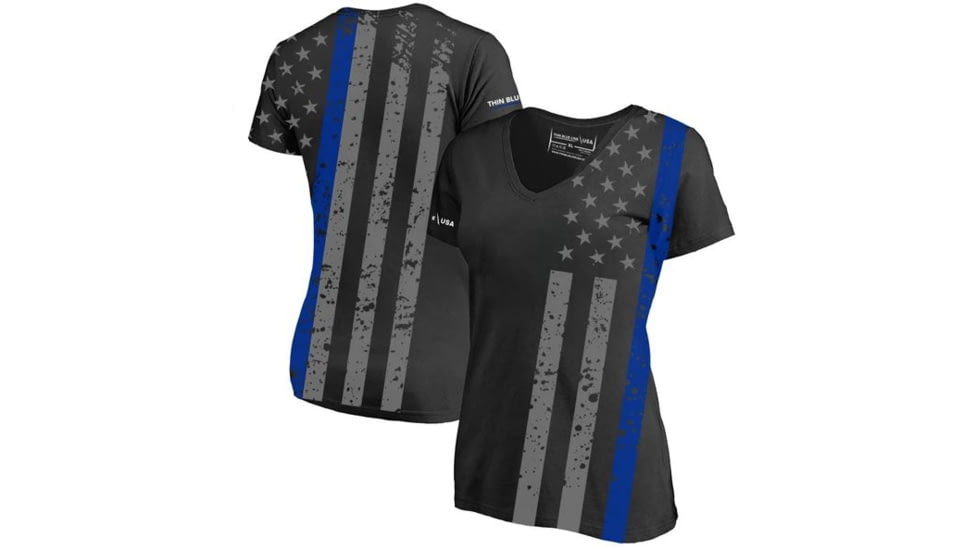 Thin Blue Line Women's Athletic V-neck T-shirt - All-over, - SUB-TBL-WOM-SHIRT-2XL