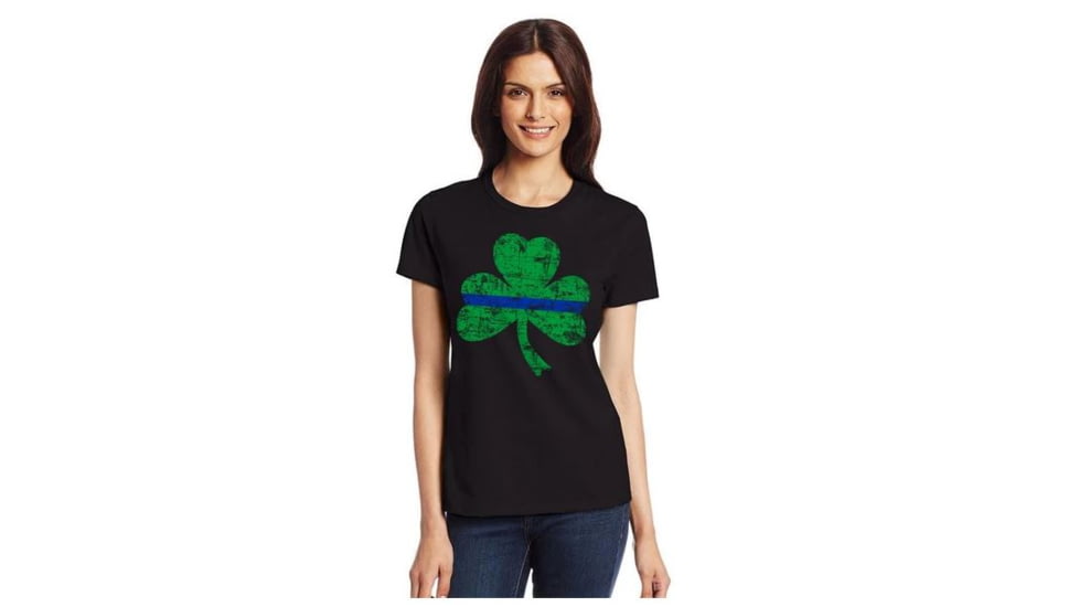 Thin Blue Line Women's T-shirt - Shamrock - WOM-SP-BLACK-XXL
