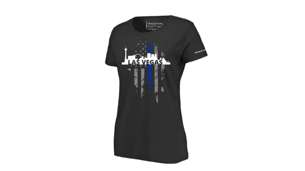 Thin Blue Line Women's T-shirt, Vegas Large, - VEGAS-LRG-TBL-WOM-SHIRT-BLK-2XL