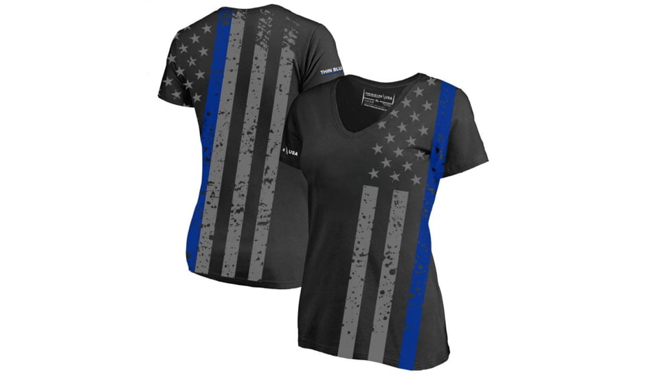 Thin Blue Line Womens Athletic V-neck T-shirt - All-over, - SUB-TBL-WOM-SHIRT-XS