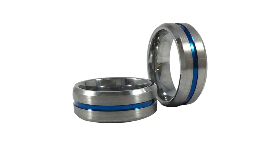 Thin Blue Line Womens Ring, Tungsten, Thin Blue Line - WOM-RING-TUNG-8