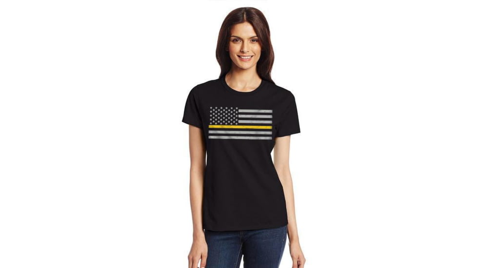 Thin Blue Line Womens - Short Sleeve Classic Thin Gold Line - WOMEN-CLASSIC-GOLD-BLACK-LARGE