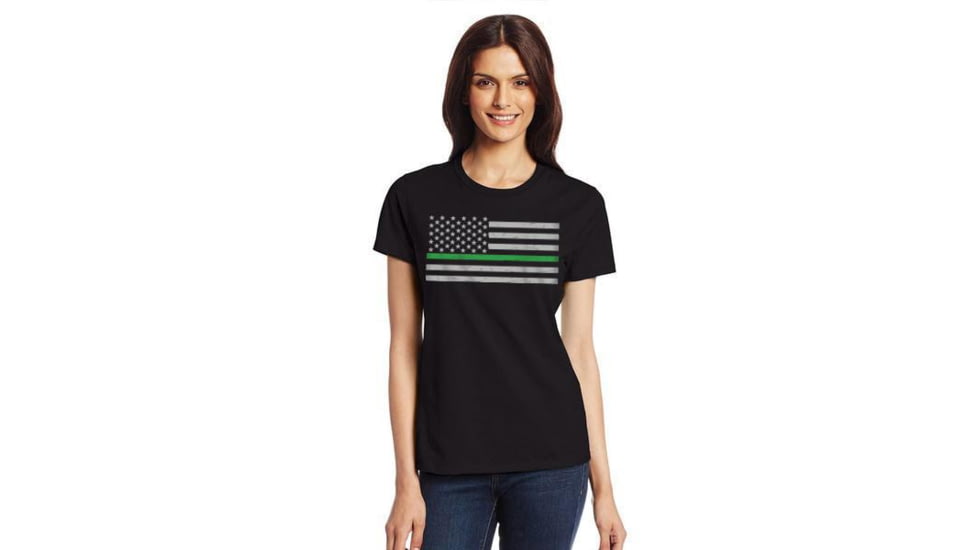 Thin Blue Line Womens - Short Sleeve Classic Thin Green Line - WOMEN-CLASSIC-GREEN-BLACK-LARGE