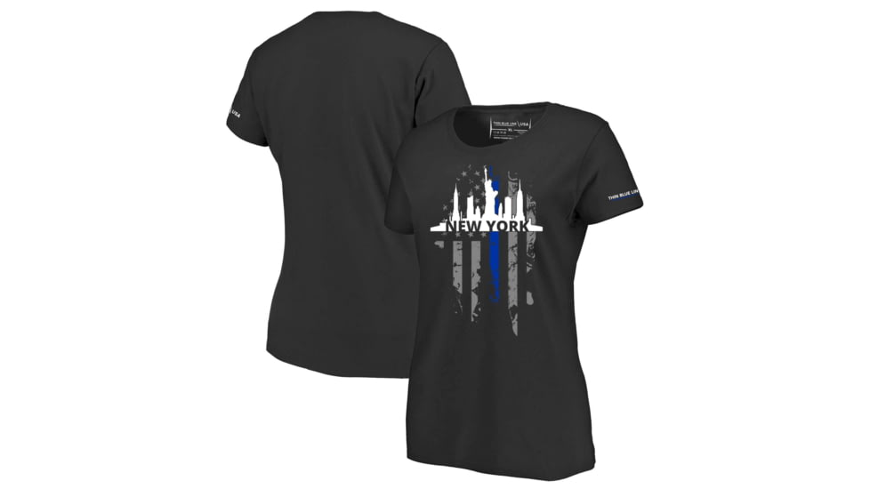 Thin Blue Line Womens T-shirt, Ny Large, - NY-LRG-TBL-WOM-SHIRT-BLK-L