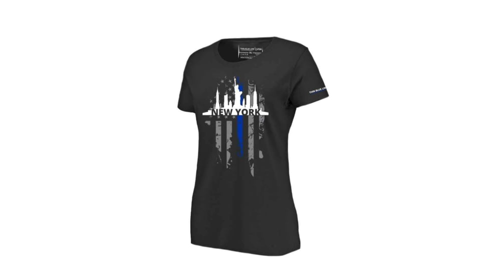 Thin Blue Line Womens T-shirt, Ny Large, - NY-LRG-TBL-WOM-SHIRT-BLK-L