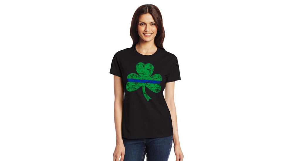 Thin Blue Line Womens T-shirt - Shamrock - WOM-SP-BLACK-LARGE