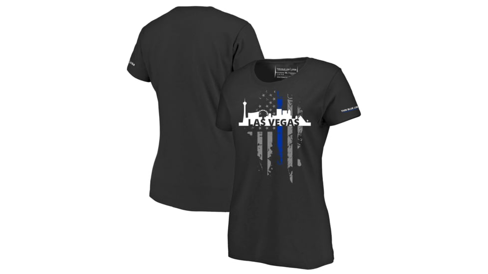 Thin Blue Line Womens T-shirt, Vegas Large, - VEGAS-LRG-TBL-WOM-SHIRT-BLK-L