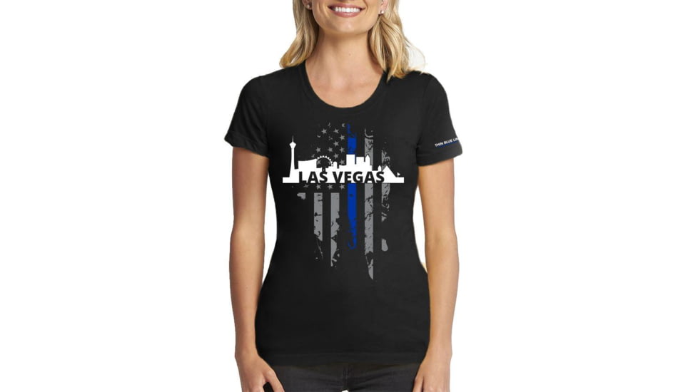 Thin Blue Line Womens T-shirt, Vegas Large, - VEGAS-LRG-TBL-WOM-SHIRT-BLK-L