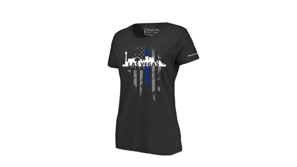 Thin Blue Line Womens T-shirt, Vegas Large, - VEGAS-LRG-TBL-WOM-SHIRT-BLK-L