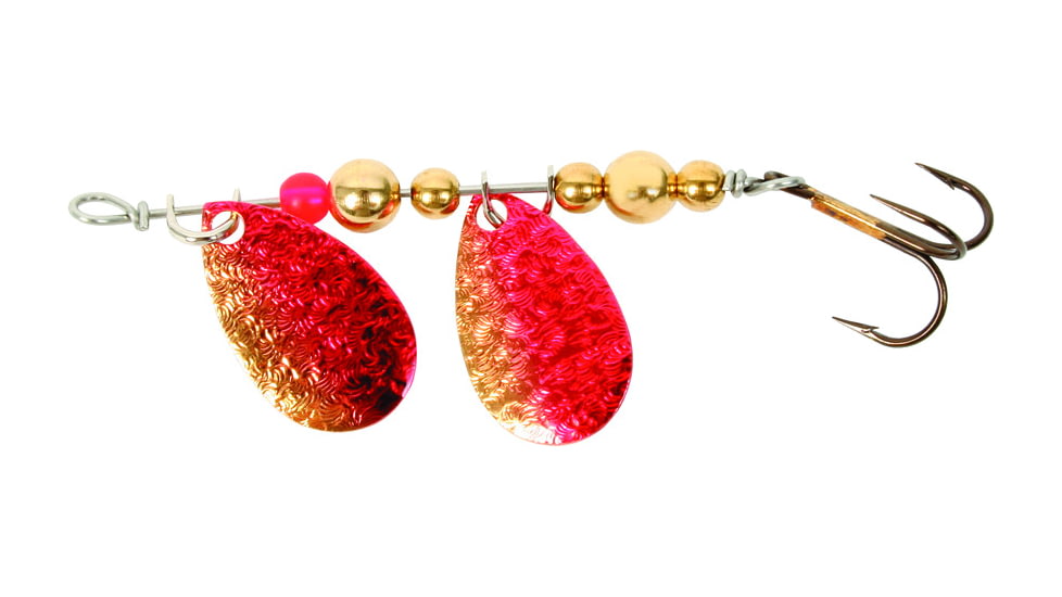 Thomas Fishing Lures Double Spinn In-Line Spinner, 1 3/4in, 1/5 oz, Gold/Red, S500GR