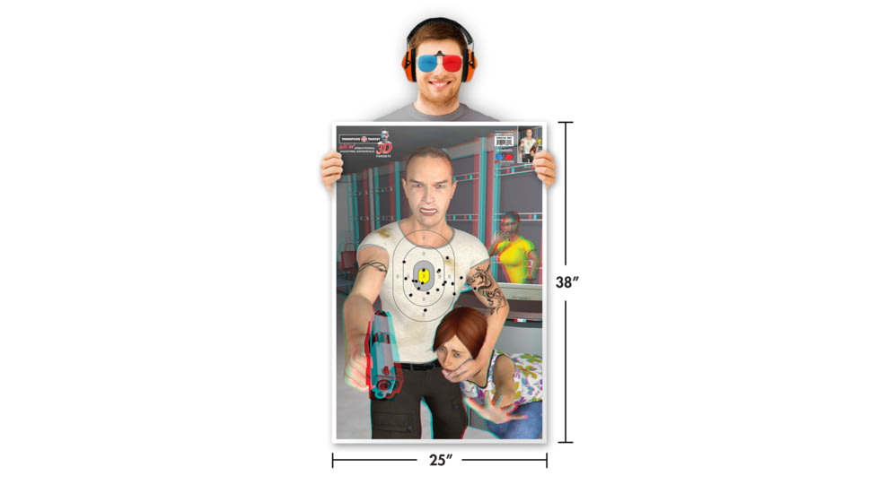 Thompson Target 3D Hostage 25x38in 3D Paper Targets W/3D Glasses, 10 Pack, Multi, 2XL, 3002-10