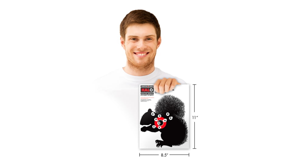 Thompson Target HALO Life-Size Squirrel Reactive Splatter Targets 8.5x11, 20 Pack, Black/Red, Small, 4606-20