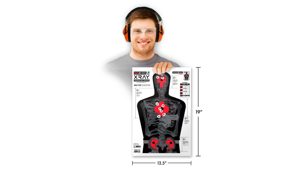 Thompson Target HALO X-Ray Immobilize Zones Reactive Splatter Targets 12.5x19, 10 Pack, Black/Red, Large, 4656-10