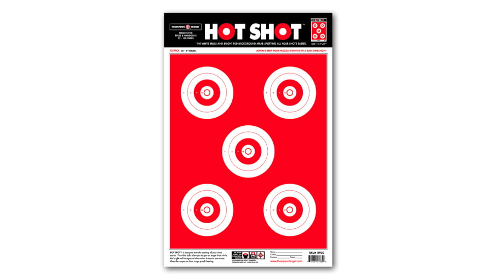 Thompson Target Hot Shot 12.5x19 Paper Shooting Targets, 30 Pack, Red, Large, 8930-30