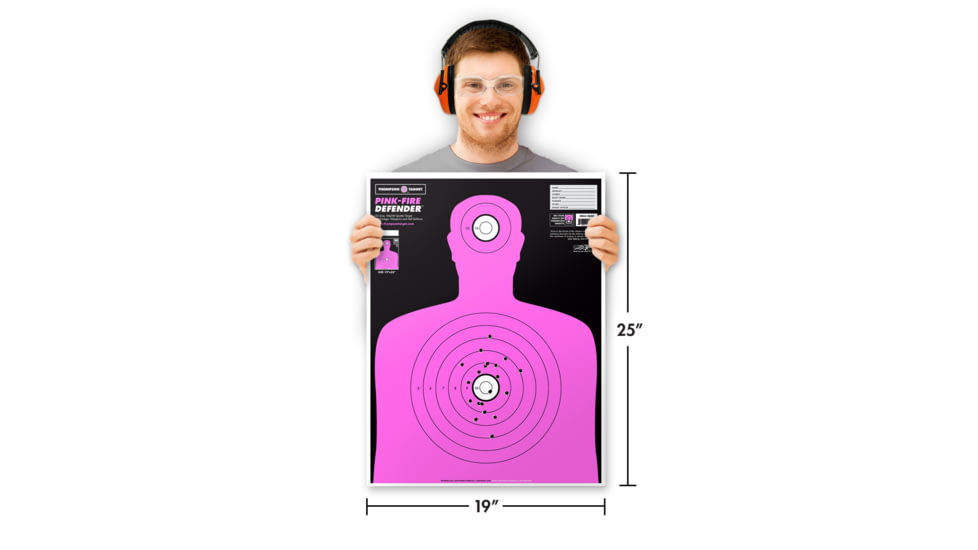 Thompson Target Pink-Fire Life Size Silhouette Training Targets 19x25, 20 Pack, Pink, Extra Large, 0627-20