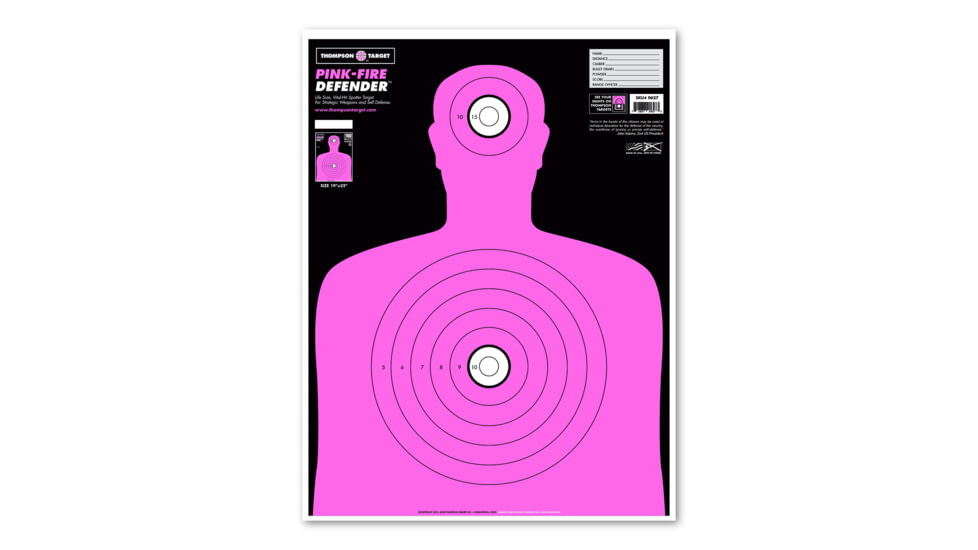 Thompson Target Pink-Fire Life Size Silhouette Training Targets 19x25, 20 Pack, Pink, Extra Large, 0627-20