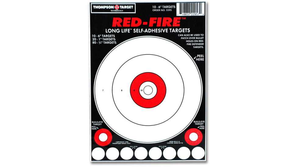 Thompson Target Red-Fire 6.5x9 Adhesive Peel &amp; Stick Targets, 25 Pack, Red, Extra Small, 5595-25