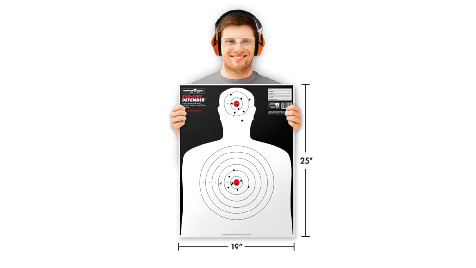 Thompson Target Red-Fire Life Size Silhouette Paper Shooting Targets 19x25, 20 Pack, Red, Extra Large, 0759-20