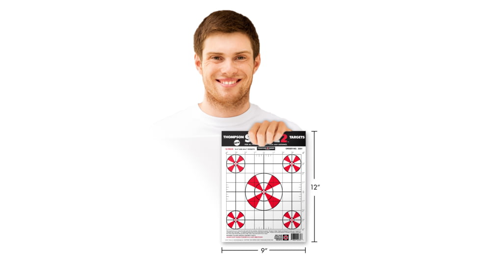 Thompson Target Scope 2 Sight In 9x12 Paper Shooting Targets, 50 Pack, Red, Small, 2331-50