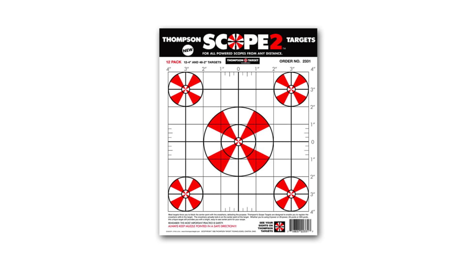 Thompson Target Scope 2 Sight In 9x12 Paper Shooting Targets, 50 Pack, Red, Small, 2331-50