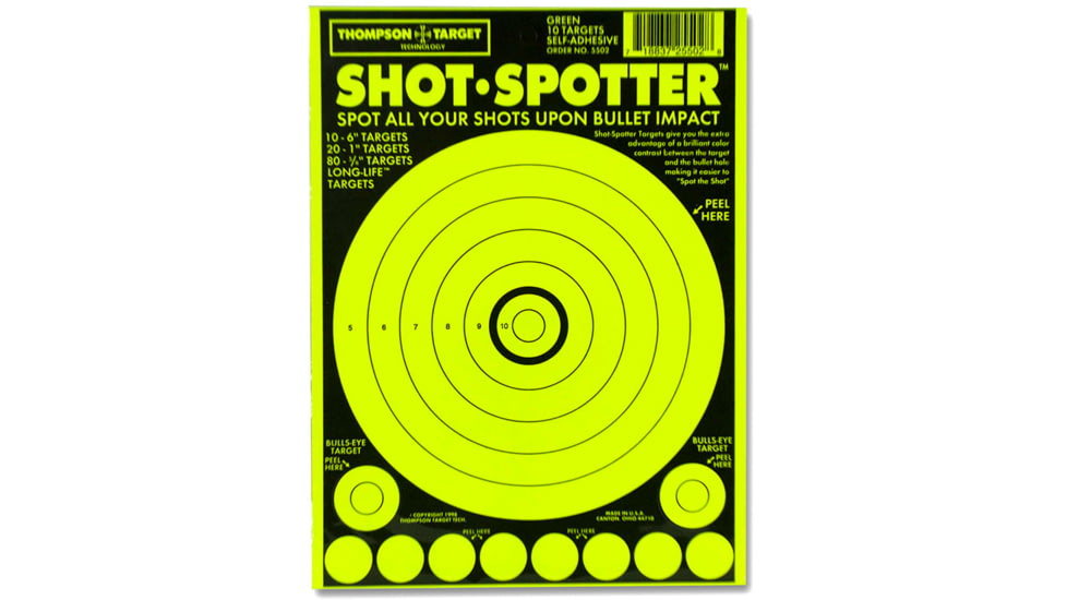 Thompson Target Shot Spotter 6.5x9 Adhesive Peel &amp; Stick Targets, 25 Pack, Green, Extra Small, 5502-25