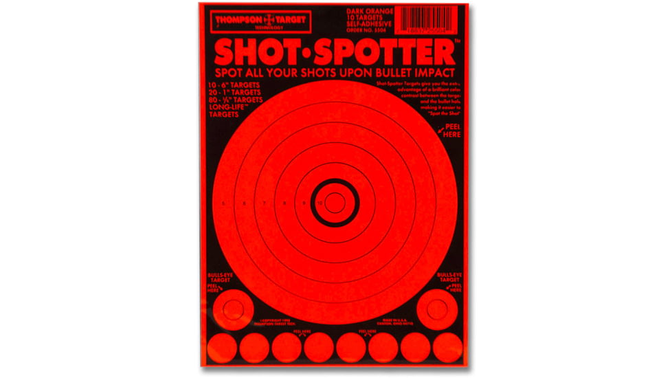 Thompson Target Shot Spotter 6.5x9 Adhesive Peel &amp; Stick Targets, 25 Pack, Orange, Extra Small, 5504-25