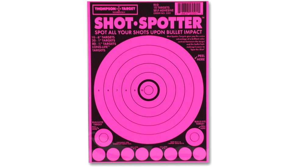 Thompson Target Shot Spotter 6.5x9 Adhesive Peel &amp; Stick Targets, 25 Pack, Pink, Extra Small, 5501-25