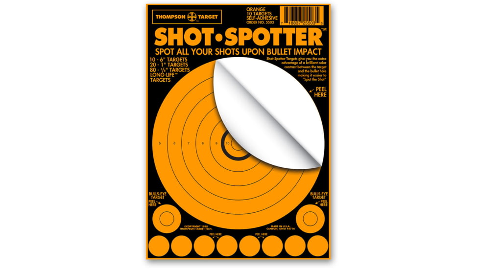 Thompson Target Shot Spotter 6.5x9 Adhesive Peel &amp; Stick Targets, 25 Pack, Yellow, Extra Small, 5503-25