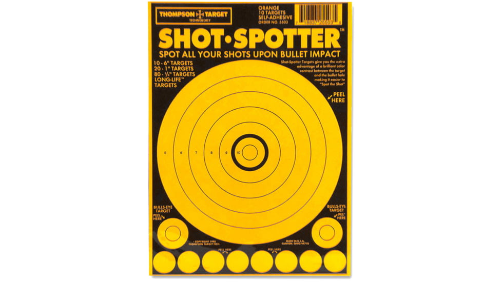 Thompson Target Shot Spotter 6.5x9 Adhesive Peel &amp; Stick Targets, 25 Pack, Yellow, Extra Small, 5503-25