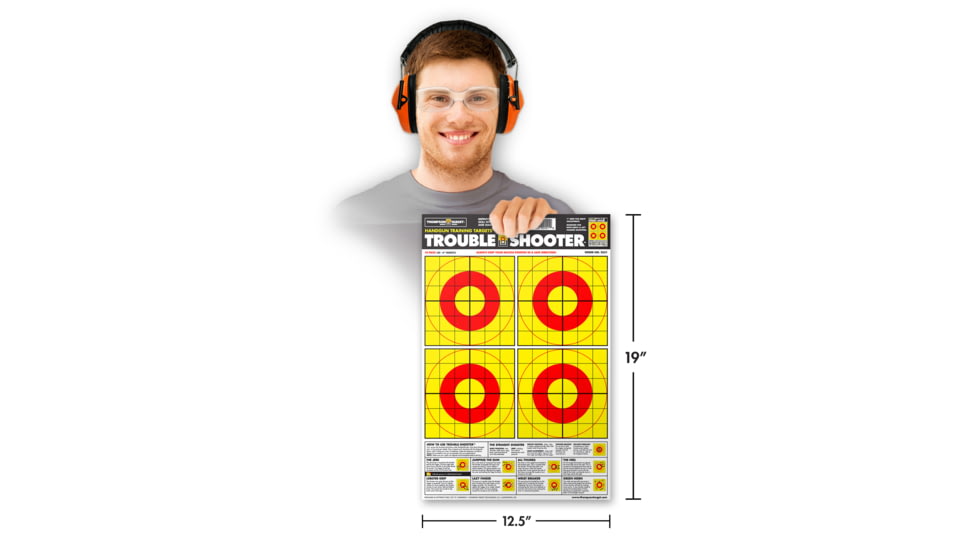 Thompson Target Trouble-Shooter Handgun Diagnostic 12.5x19 Paper Shooting Targets, 30 Pack, Yellow, Large, 2551-30