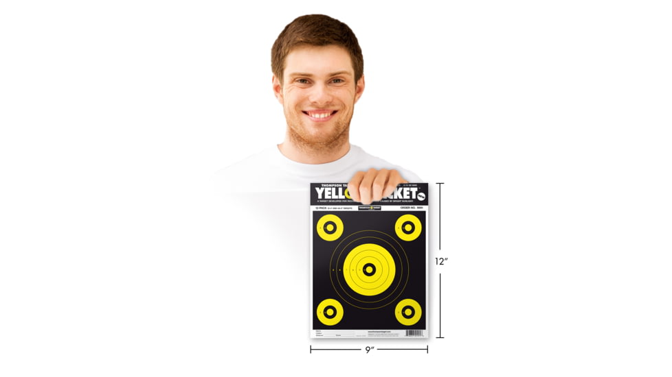 Thompson Target Yellow Jacket 9x12 Paper Shooting Targets, 50 Pack, Yellow, Small, 9991-50