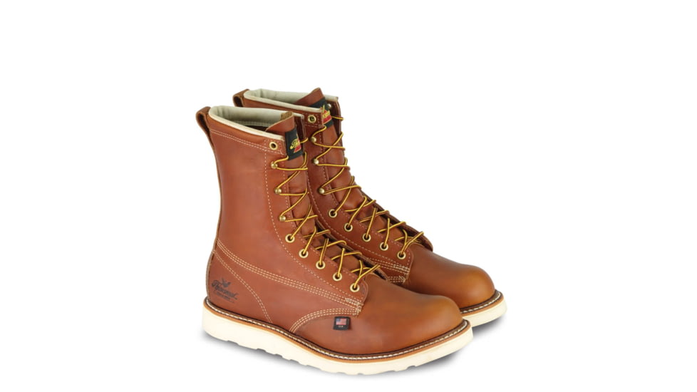 Thorogood Mens American Heritage Wedge 8in Plain Safety Toe, Brown, 10.5/2E 804-4364-10.5-2E