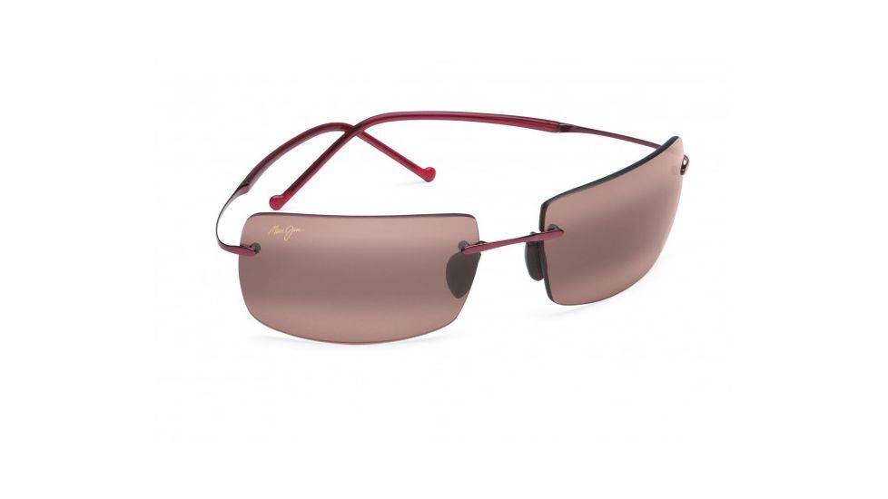 Maui Jim Thousand Peaks Sunglasses w/ Burgundy Frame and Maui Rose Lenses - R517-07, Quarter View