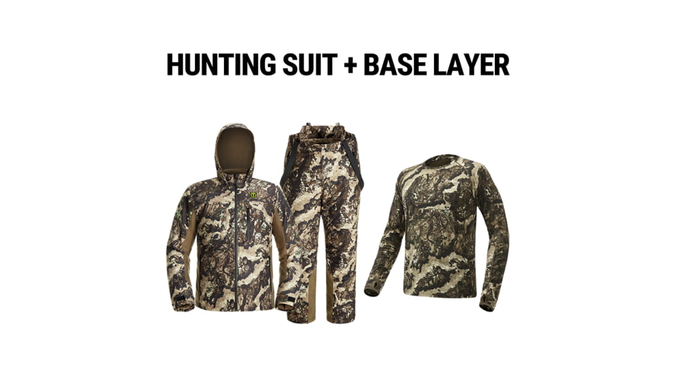 Tidewe Altus Ultra Silent Hunting Suit and Merino 150 Wool Base Layer Bundle, HC002-NGM-TE-HL001-VW-L-TE