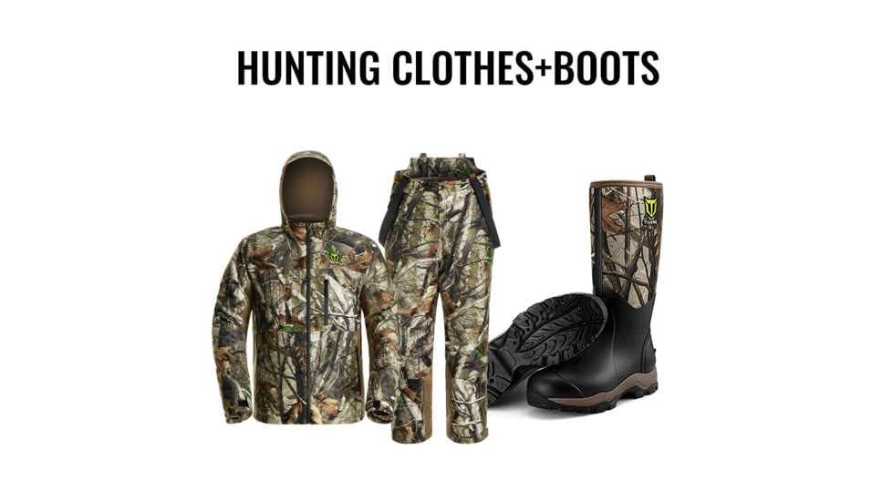 Tidewe Altus Ultra Silent Water Resistant Hunting Suit and 6mm Neoprene Boots Bundle, HC002-NGM-TE-BT004-NG08