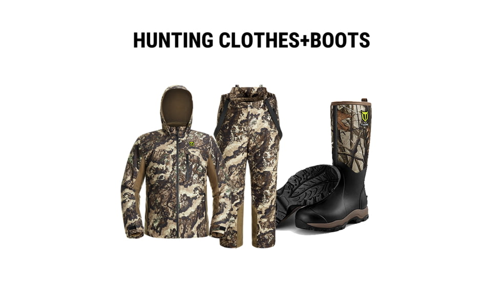 Tidewe Altus Ultra Silent Water Resistant Hunting Suit and Neoprene Rain Boots Bundle, HC002-NG2XL-TE-BT020-RG11-V2-TE
