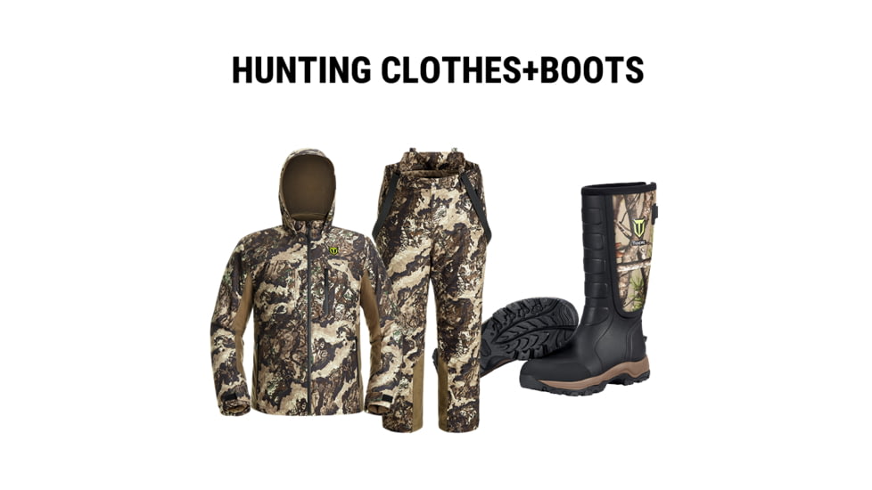 Tidewe Altus Ultra Silent Water Resistant Hunting Suit and Neoprene Rain Boots Bundle, HC002-NGM-TE-BT020-RG07-V2-TE